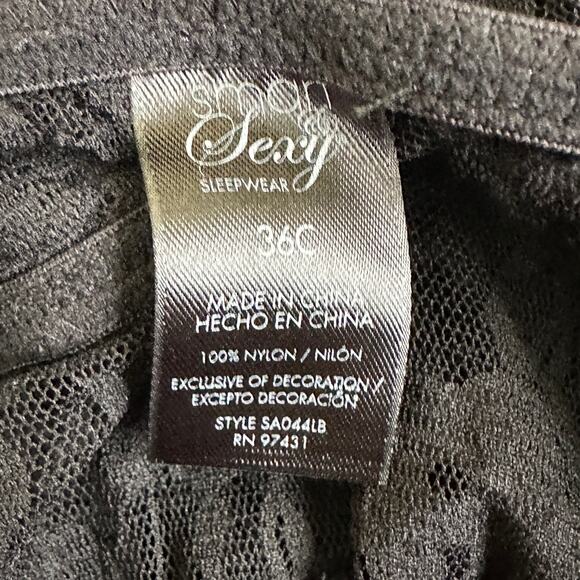 Smart & Sexy Sleepwear Womens 36C Black Lace Chemise Rhinestone Lingerie Glam - Picture 5 of 6